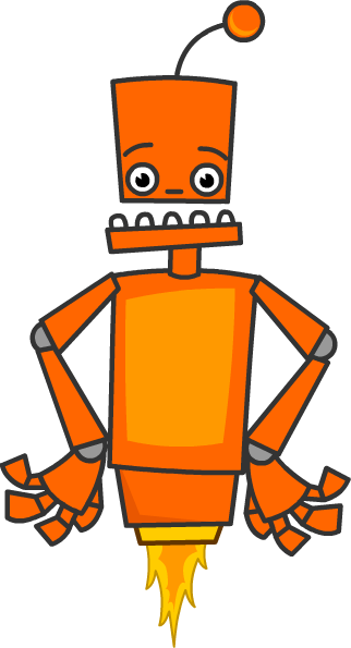 Orange robot mascot